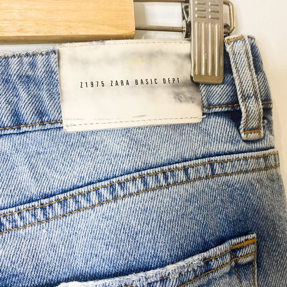Zara Distressed Medium Wash Denim Straight Leg Jeans - Picture 10 of 11